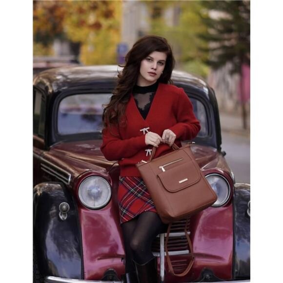 Womens Medium Backpack Convertible Brown